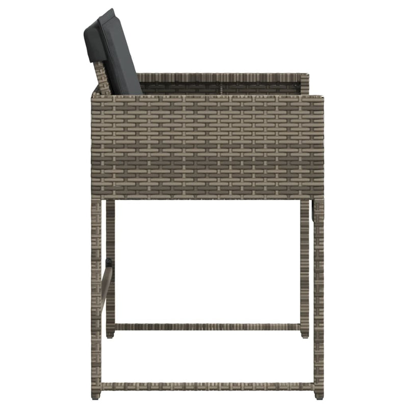 vidaXL Garden Chairs with Cushions 4 pcs Grey Poly Rattan