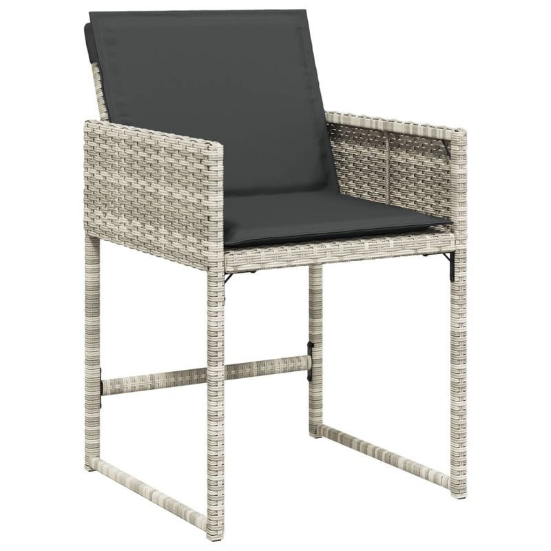 vidaXL Garden Chairs with Cushions 4 pcs Light Grey Poly Rattan