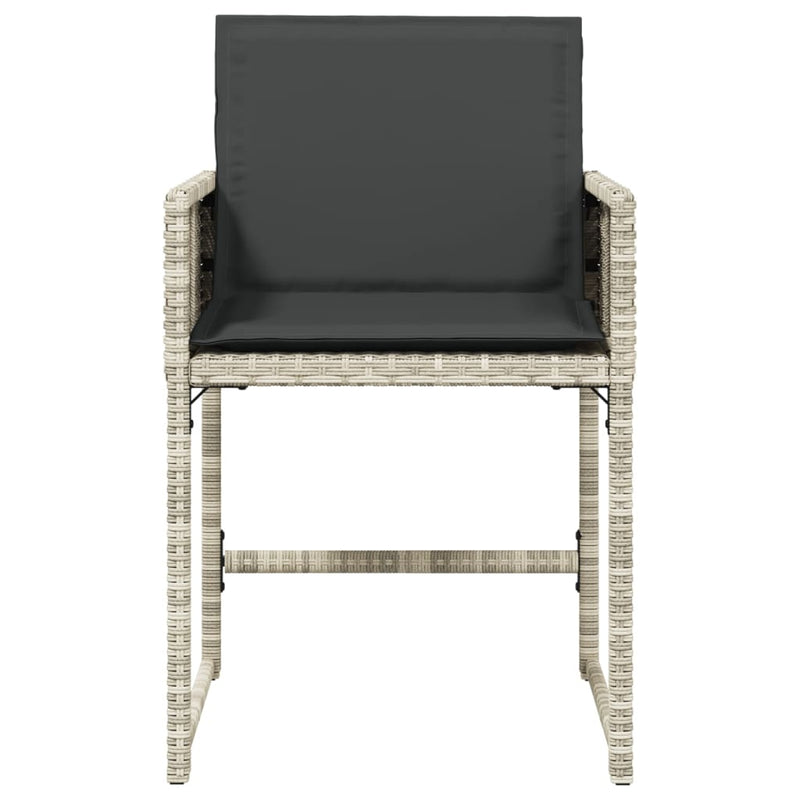 vidaXL Garden Chairs with Cushions 4 pcs Light Grey Poly Rattan