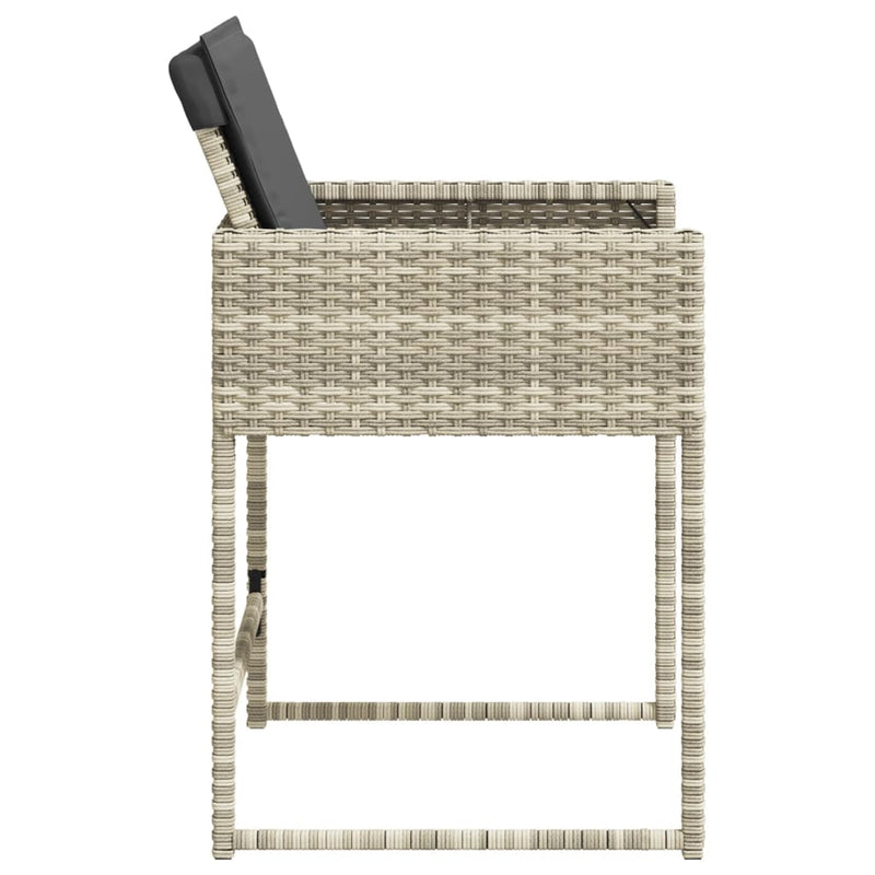 vidaXL Garden Chairs with Cushions 4 pcs Light Grey Poly Rattan