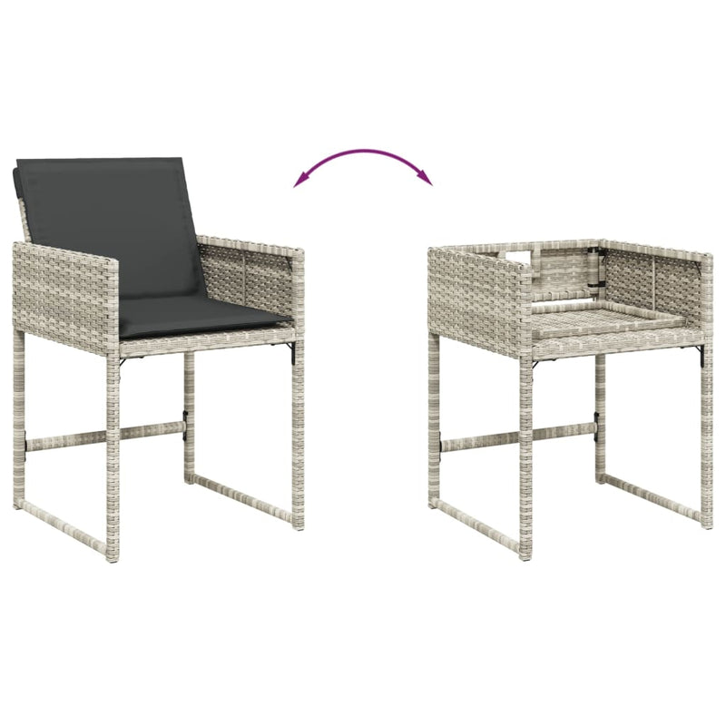 vidaXL Garden Chairs with Cushions 4 pcs Light Grey Poly Rattan
