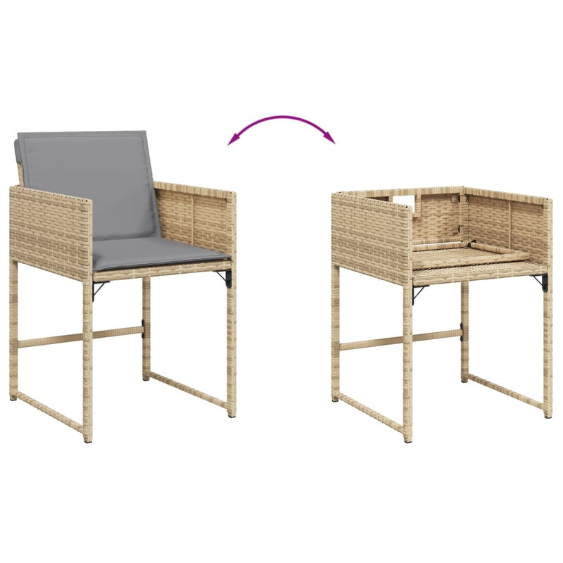 vidaXL Garden Chairs with Cushions 4 pcs Mix Beige Poly Rattan