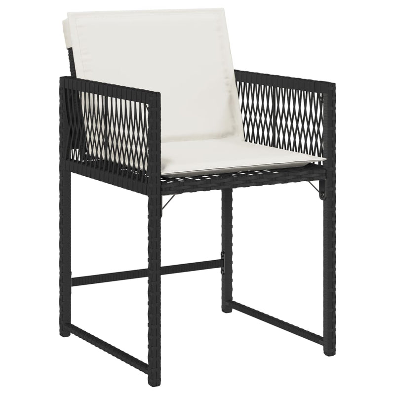 vidaXL Garden Chairs with Cushions 4 pcs Black Poly Rattan
