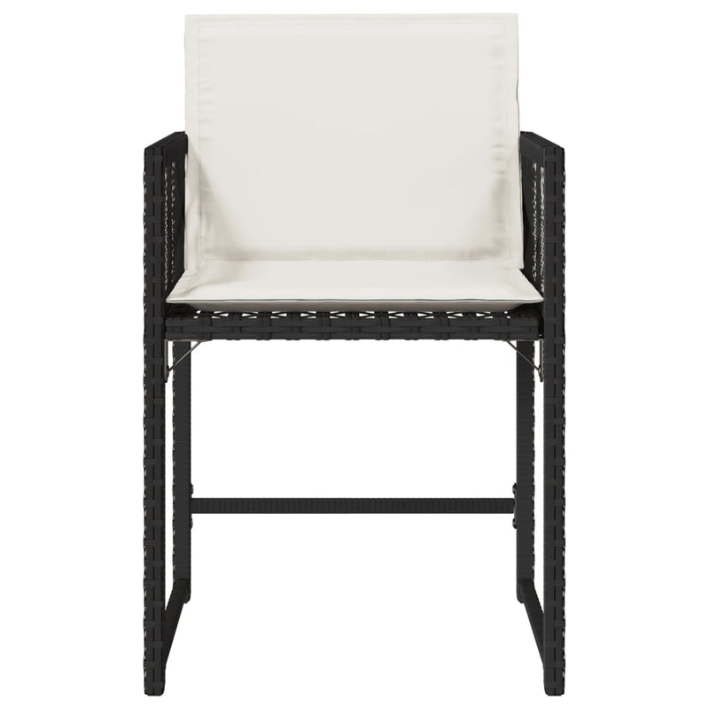 vidaXL Garden Chairs with Cushions 4 pcs Black Poly Rattan