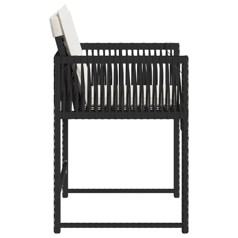 vidaXL Garden Chairs with Cushions 4 pcs Black Poly Rattan