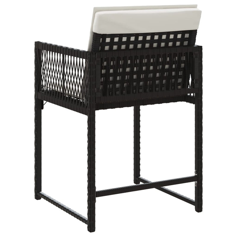 vidaXL Garden Chairs with Cushions 4 pcs Black Poly Rattan
