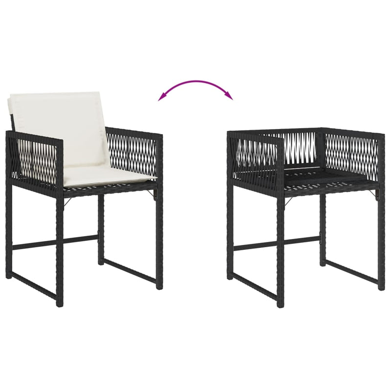 vidaXL Garden Chairs with Cushions 4 pcs Black Poly Rattan