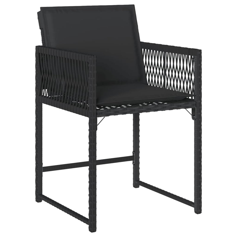 vidaXL Garden Chairs with Cushions 4 pcs Black Poly Rattan