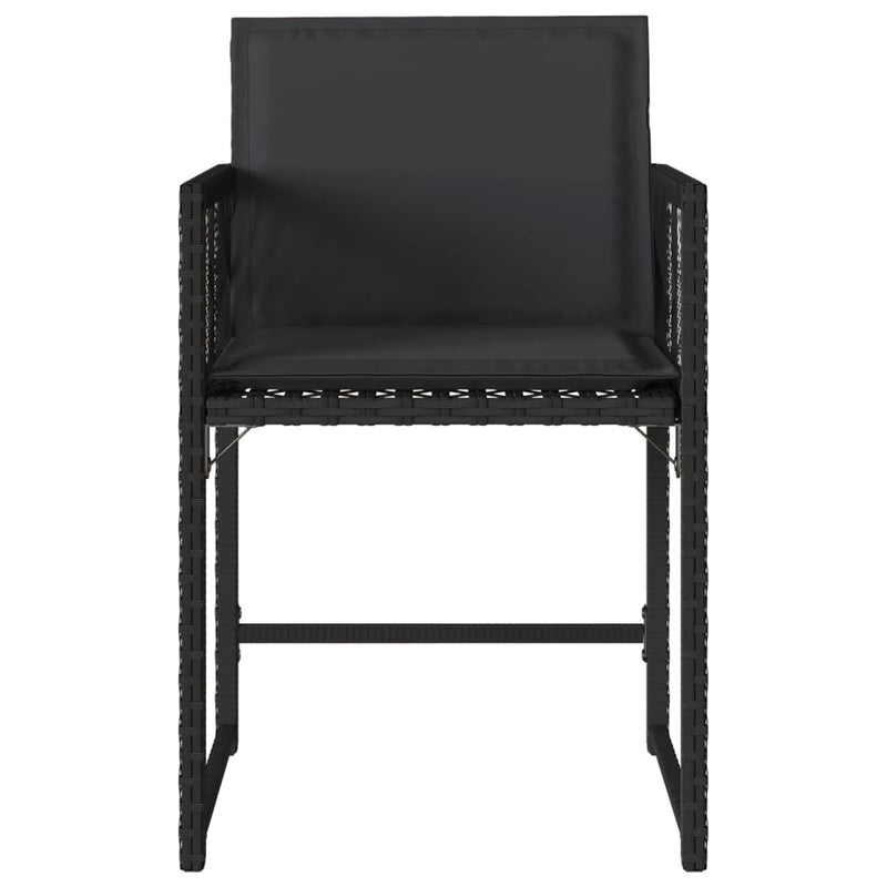 vidaXL Garden Chairs with Cushions 4 pcs Black Poly Rattan