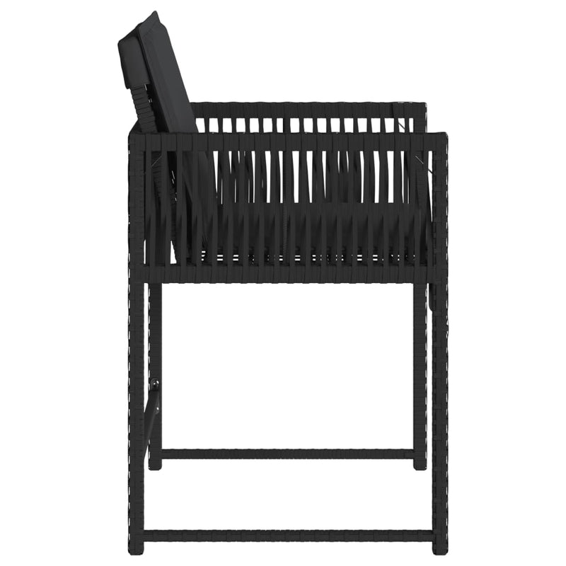 Garden Chairs with Cushions 4 pcs Black Poly Rattan