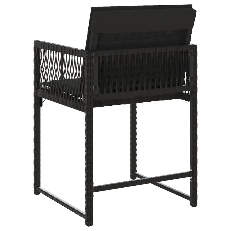 vidaXL Garden Chairs with Cushions 4 pcs Black Poly Rattan