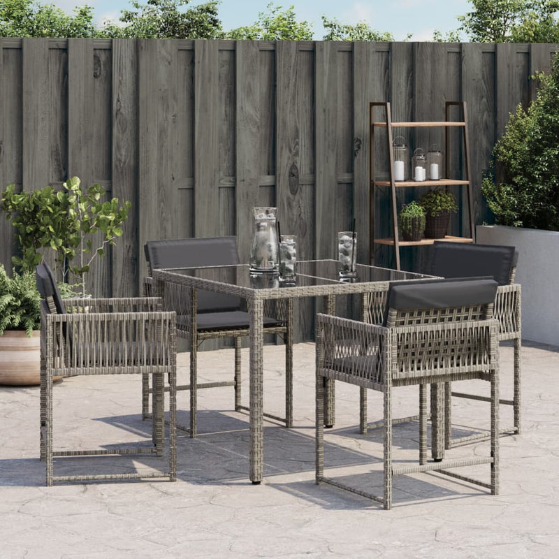 vidaXL Garden Chairs with Cushions 4 pcs Grey Poly Rattan
