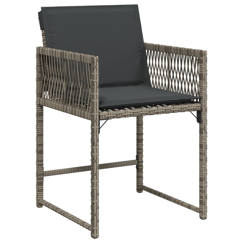 vidaXL Garden Chairs with Cushions 4 pcs Grey Poly Rattan