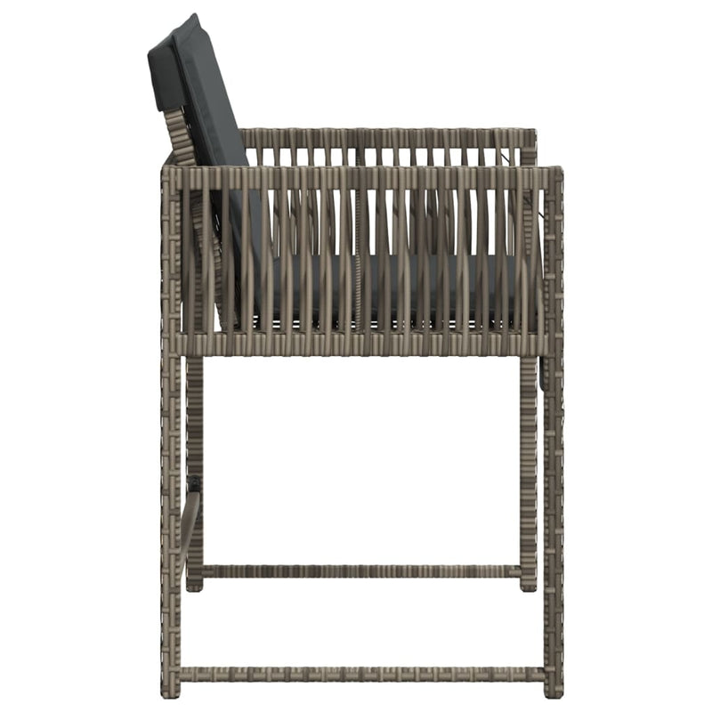 vidaXL Garden Chairs with Cushions 4 pcs Grey Poly Rattan