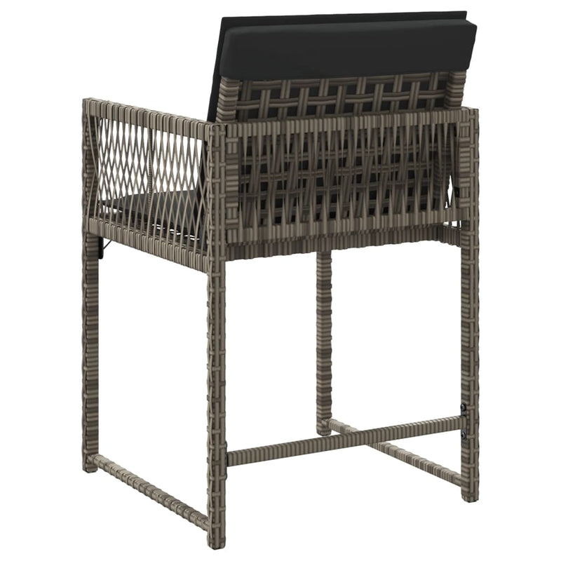 vidaXL Garden Chairs with Cushions 4 pcs Grey Poly Rattan