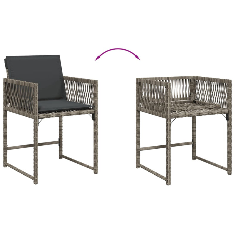 vidaXL Garden Chairs with Cushions 4 pcs Grey Poly Rattan