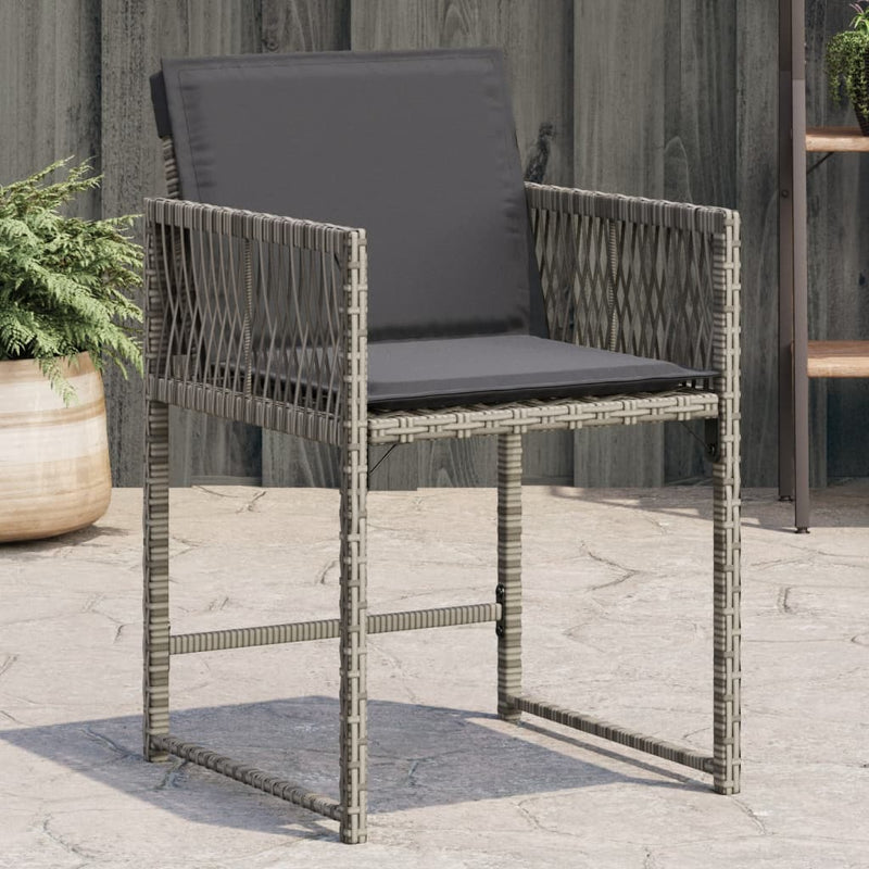 vidaXL Garden Chairs with Cushions 4 pcs Grey Poly Rattan