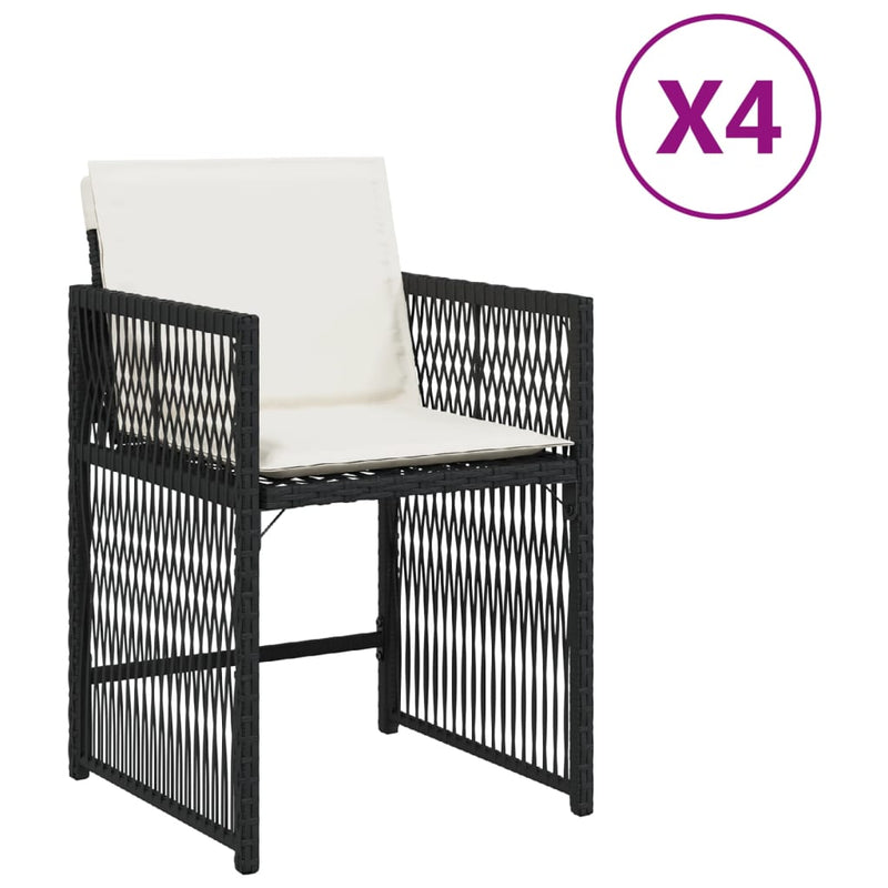 vidaXL Garden Chairs with Cushions 4 pcs Black Poly Rattan