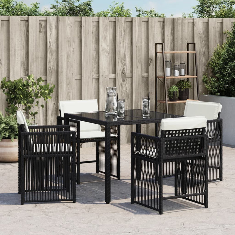 Garden Chairs with Cushions 4 pcs Black Poly Rattan