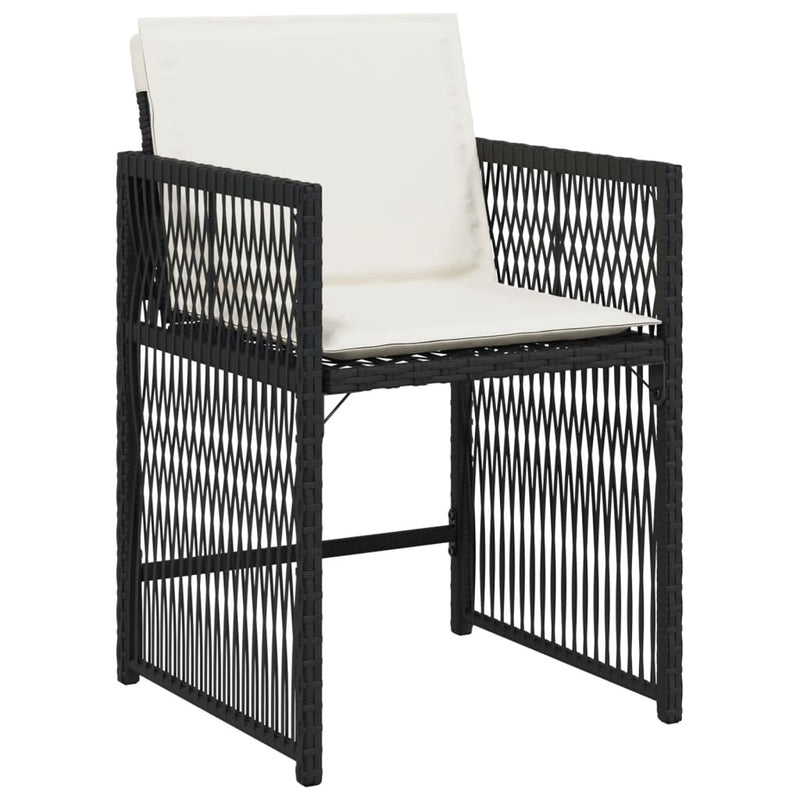 vidaXL Garden Chairs with Cushions 4 pcs Black Poly Rattan