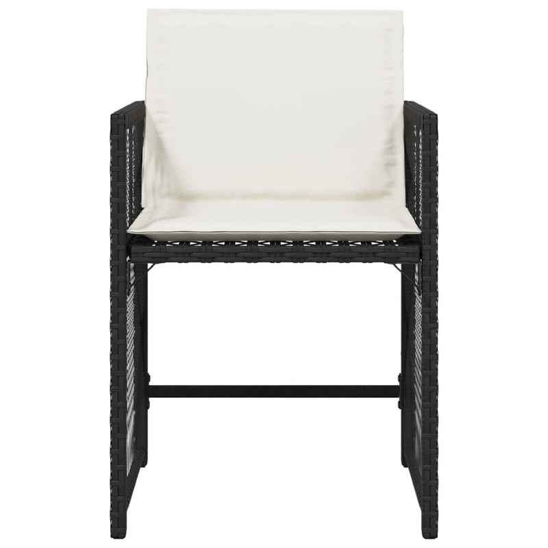 vidaXL Garden Chairs with Cushions 4 pcs Black Poly Rattan