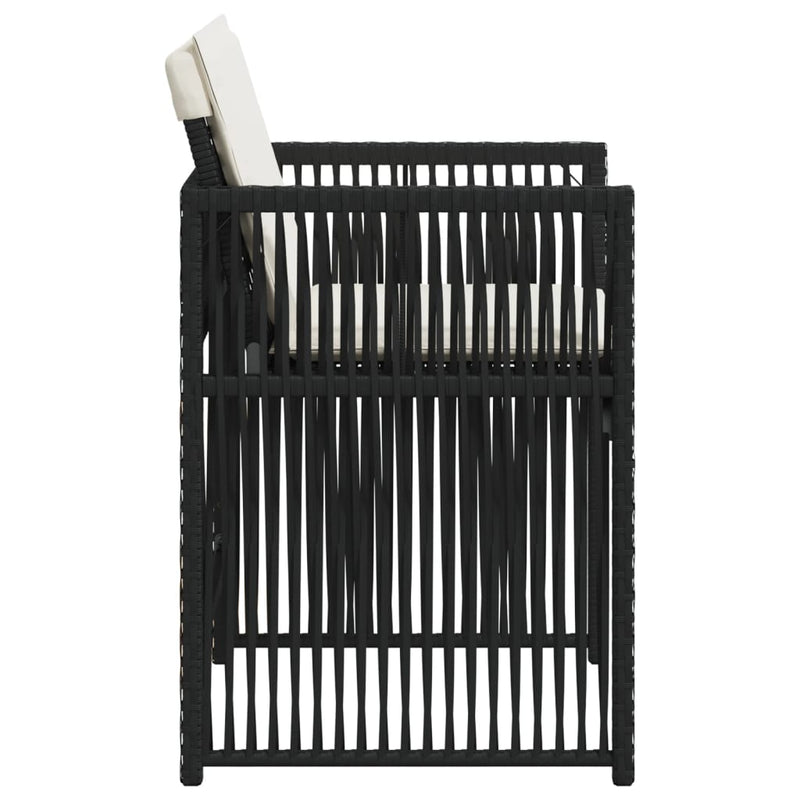 vidaXL Garden Chairs with Cushions 4 pcs Black Poly Rattan