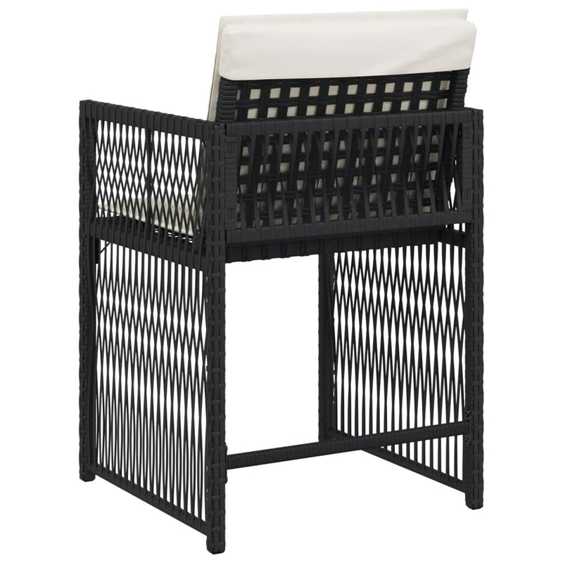 vidaXL Garden Chairs with Cushions 4 pcs Black Poly Rattan