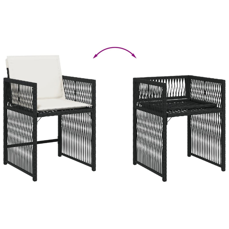 vidaXL Garden Chairs with Cushions 4 pcs Black Poly Rattan