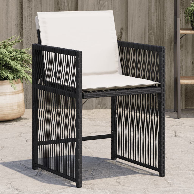 vidaXL Garden Chairs with Cushions 4 pcs Black Poly Rattan