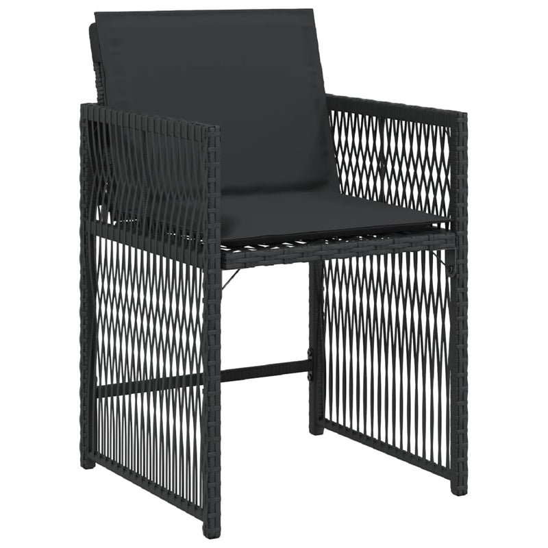 vidaXL Garden Chairs with Cushions 4 pcs Black Poly Rattan