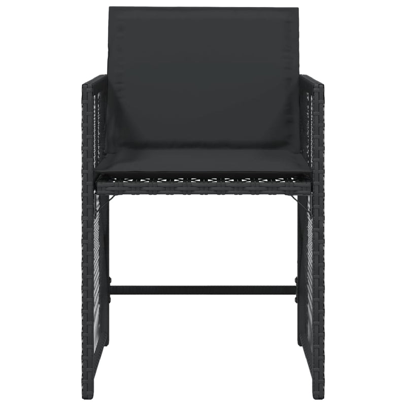 vidaXL Garden Chairs with Cushions 4 pcs Black Poly Rattan