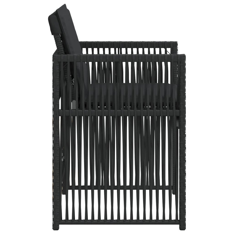 vidaXL Garden Chairs with Cushions 4 pcs Black Poly Rattan