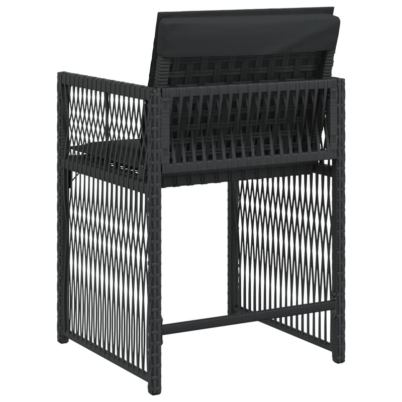 vidaXL Garden Chairs with Cushions 4 pcs Black Poly Rattan
