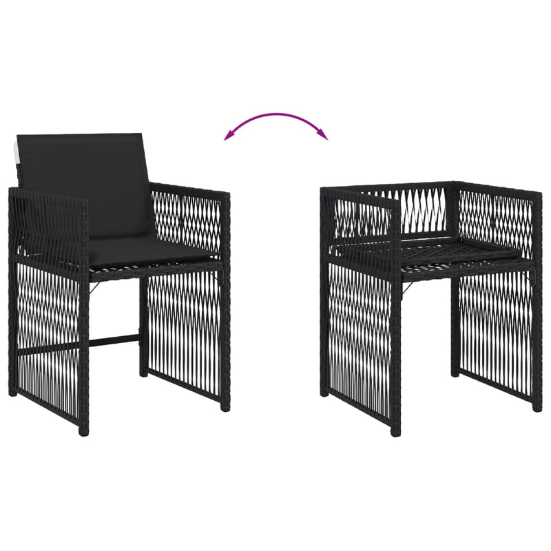 vidaXL Garden Chairs with Cushions 4 pcs Black Poly Rattan