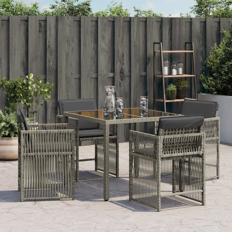 vidaXL Garden Chairs with Cushions 4 pcs Grey Poly Rattan