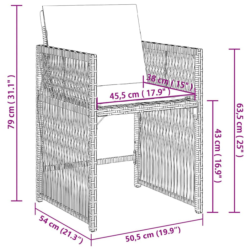 vidaXL Garden Chairs with Cushions 4 pcs Grey Poly Rattan