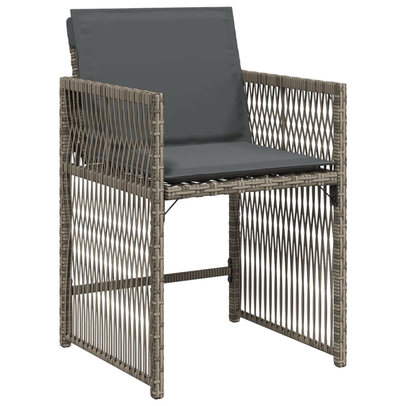 vidaXL Garden Chairs with Cushions 4 pcs Grey Poly Rattan