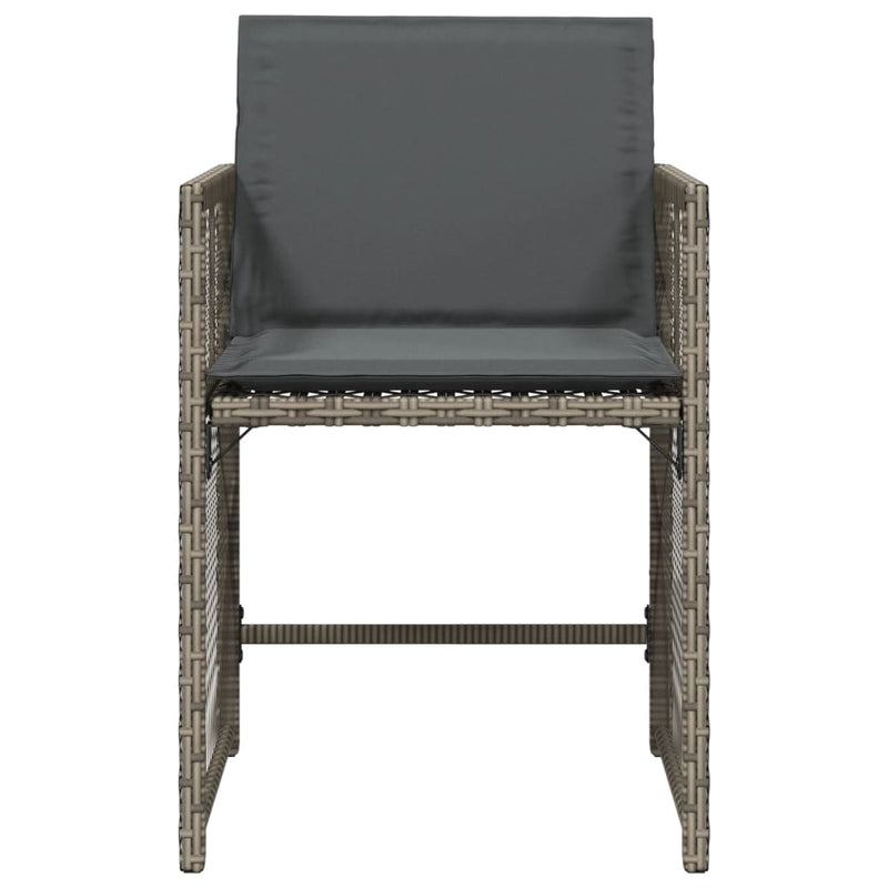 vidaXL Garden Chairs with Cushions 4 pcs Grey Poly Rattan