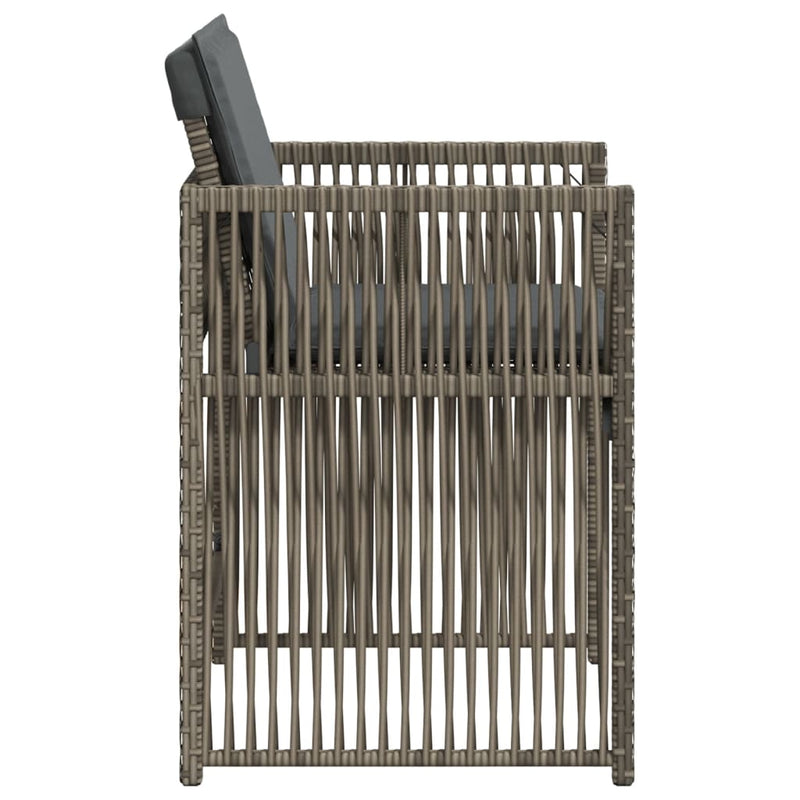 vidaXL Garden Chairs with Cushions 4 pcs Grey Poly Rattan