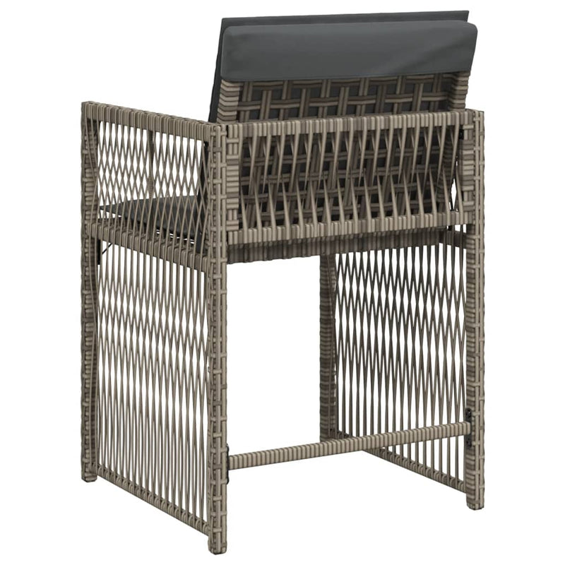 vidaXL Garden Chairs with Cushions 4 pcs Grey Poly Rattan