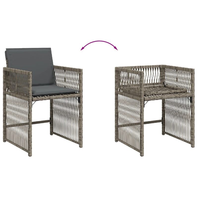 vidaXL Garden Chairs with Cushions 4 pcs Grey Poly Rattan