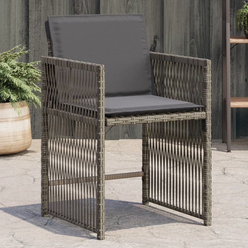 vidaXL Garden Chairs with Cushions 4 pcs Grey Poly Rattan