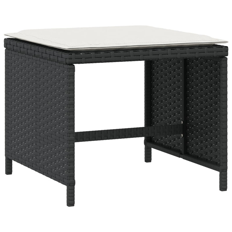 vidaXL Garden Stools with Cushions 4 pcs Black 41x41x36 cm Poly Rattan