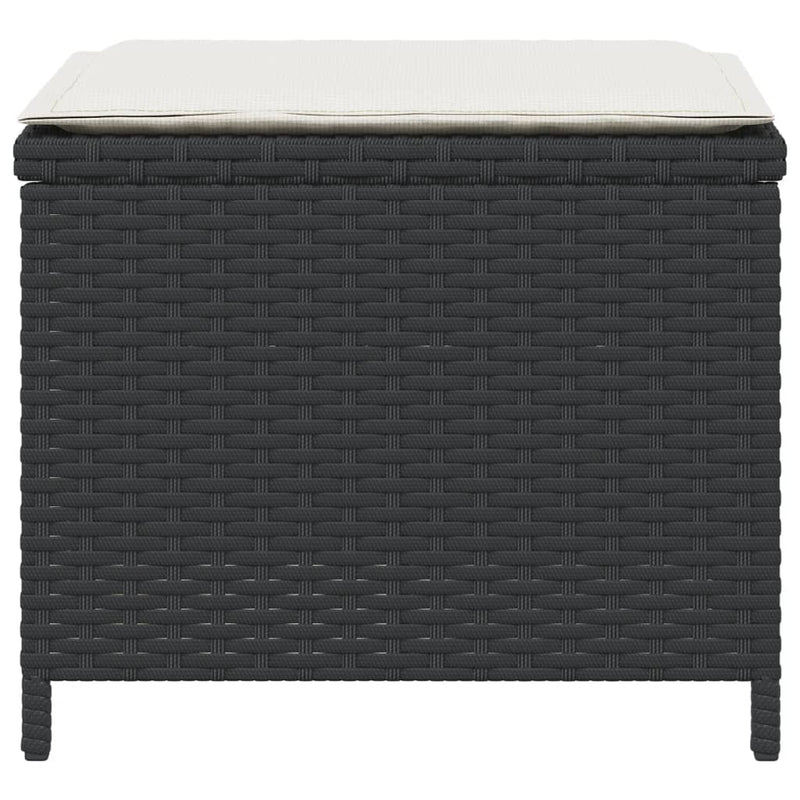 vidaXL Garden Stools with Cushions 4 pcs Black 41x41x36 cm Poly Rattan