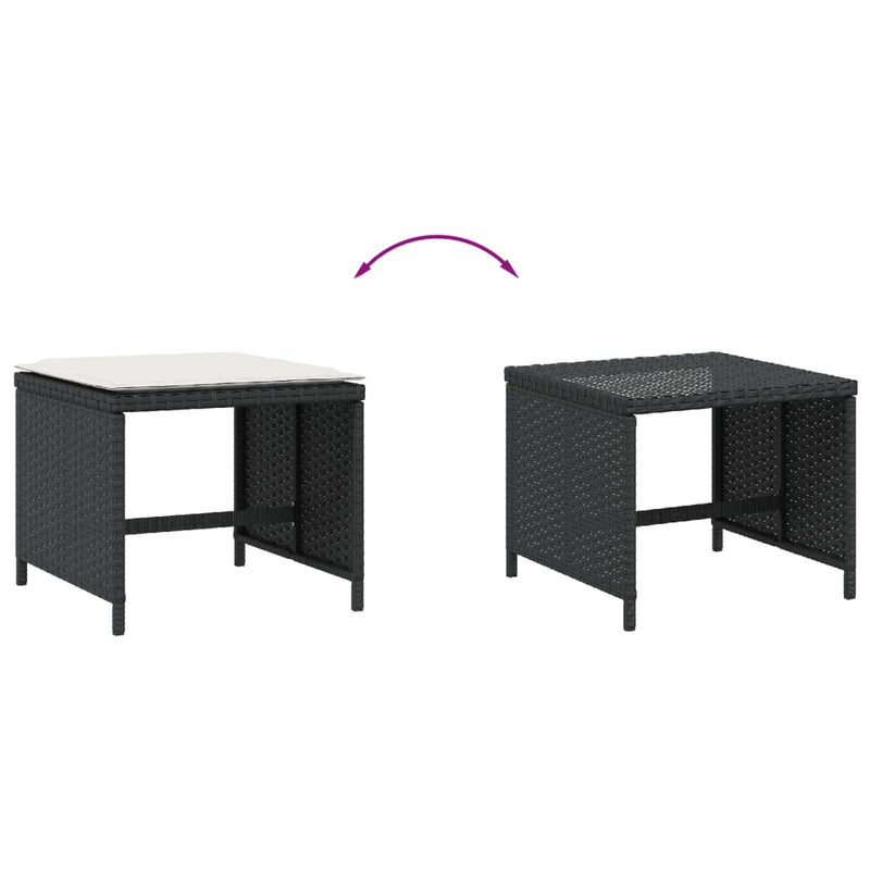 vidaXL Garden Stools with Cushions 4 pcs Black 41x41x36 cm Poly Rattan