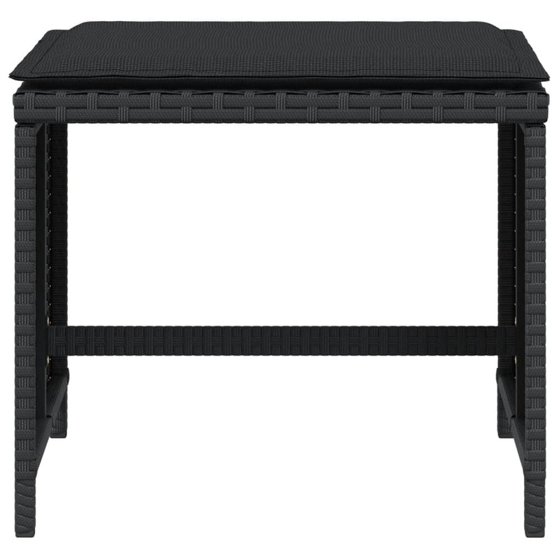 vidaXL Garden Stools with Cushions 4 pcs Black 41x41x36 cm Poly Rattan