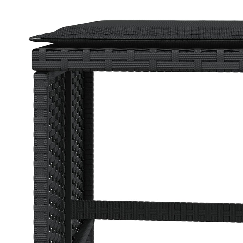 vidaXL Garden Stools with Cushions 4 pcs Black 41x41x36 cm Poly Rattan