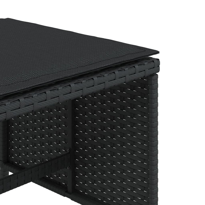 vidaXL Garden Stools with Cushions 4 pcs Black 41x41x36 cm Poly Rattan