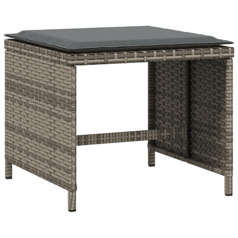 vidaXL Garden Stools with Cushions 4 pcs Grey 41x41x36 cm Poly Rattan