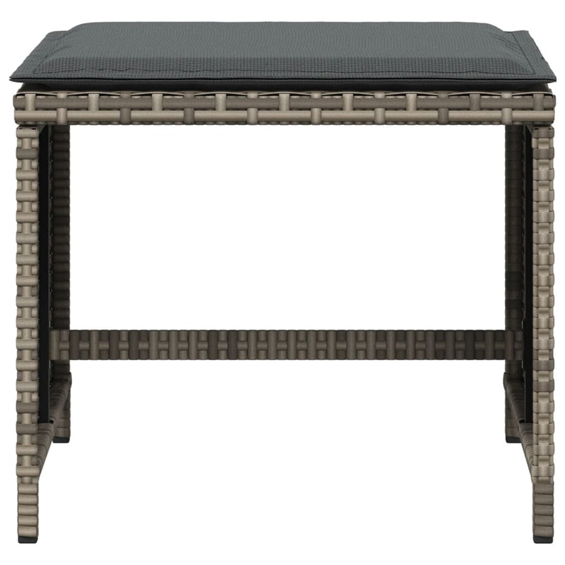 vidaXL Garden Stools with Cushions 4 pcs Grey 41x41x36 cm Poly Rattan